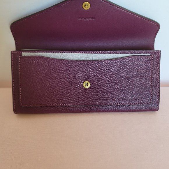 COACH Wyn Crossgrain Leather Wallet –Deep Berry - Picture 9 of 16